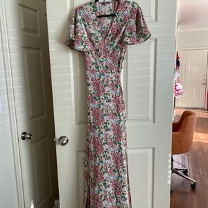 Shein Flutter sleeve wrap belted floral dress